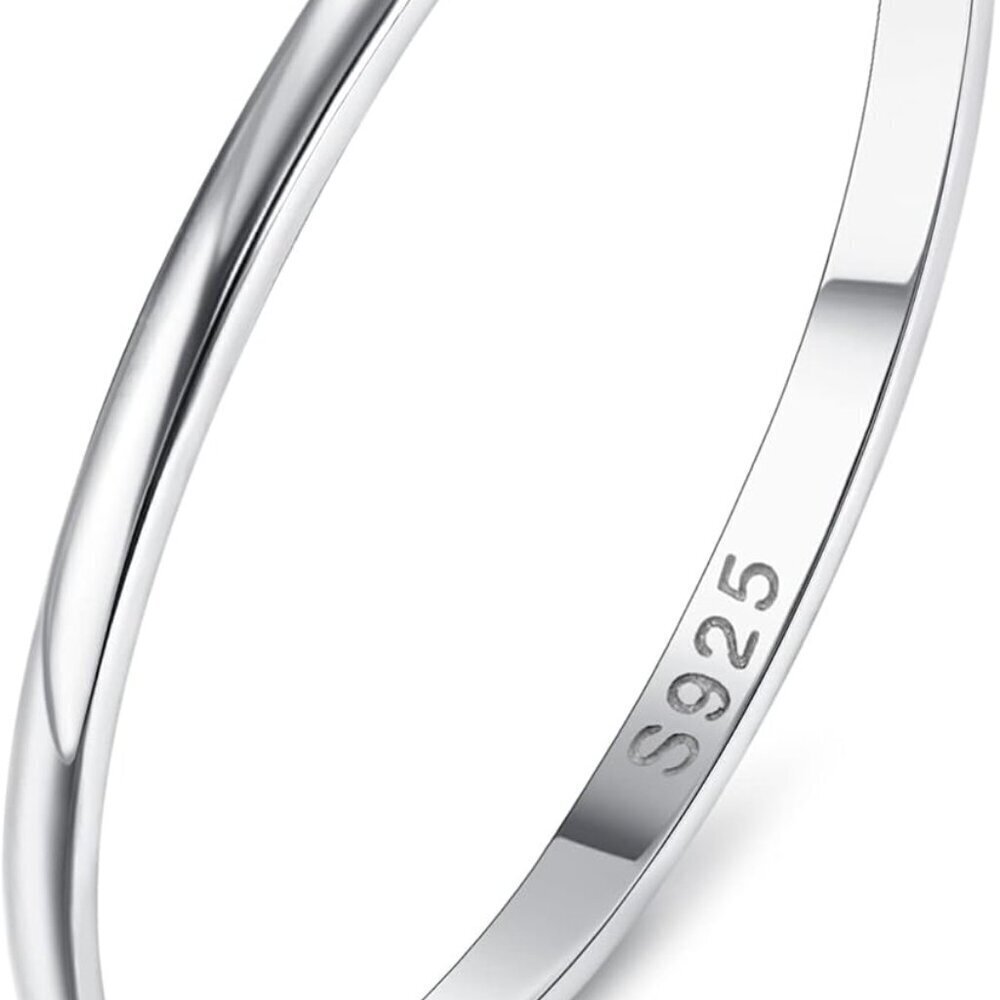 Sterling Silver Ring Women Men Plain Stackable Wedding Band hypoallergenic